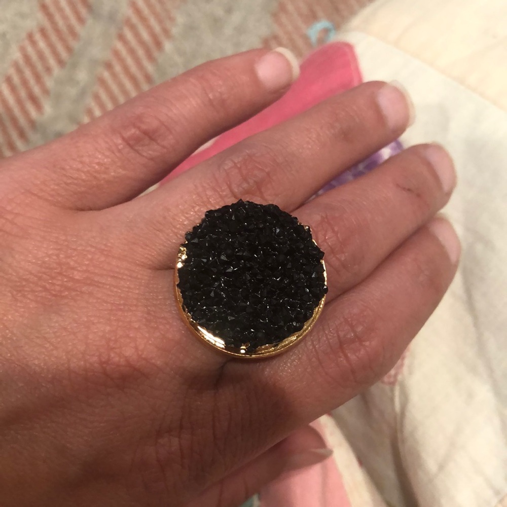 Faux black gemstone cocktail ring